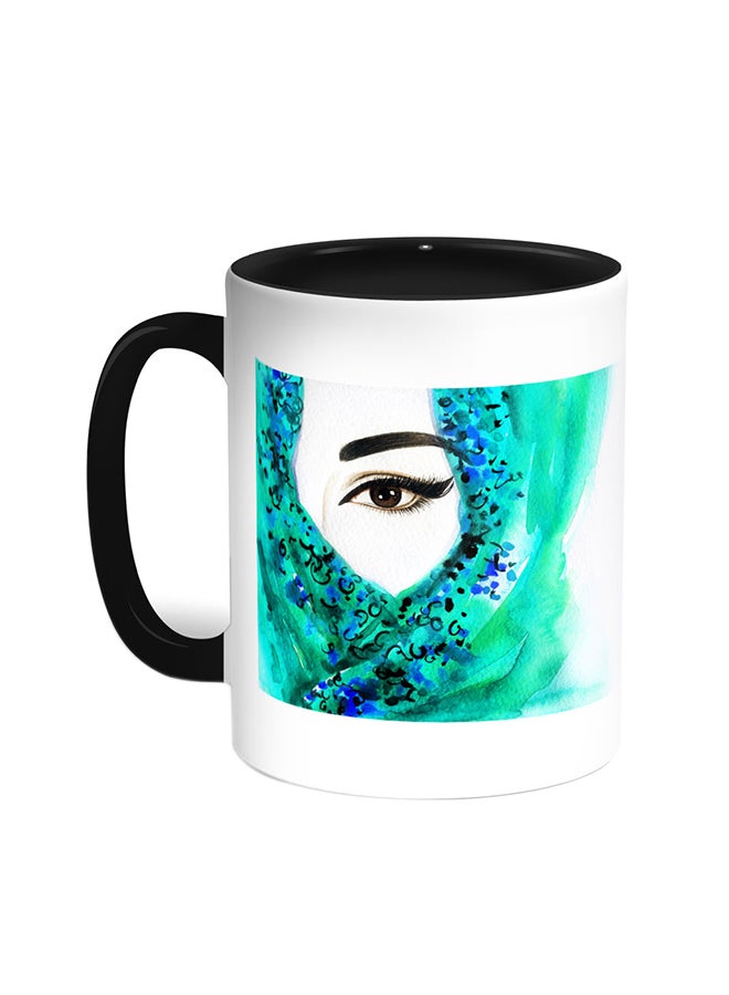 Decalac A Masked Woman Printed Coffee Mug Black/White