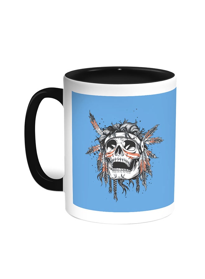 A Red Indian Skull Printed Coffee Mug Black/White
