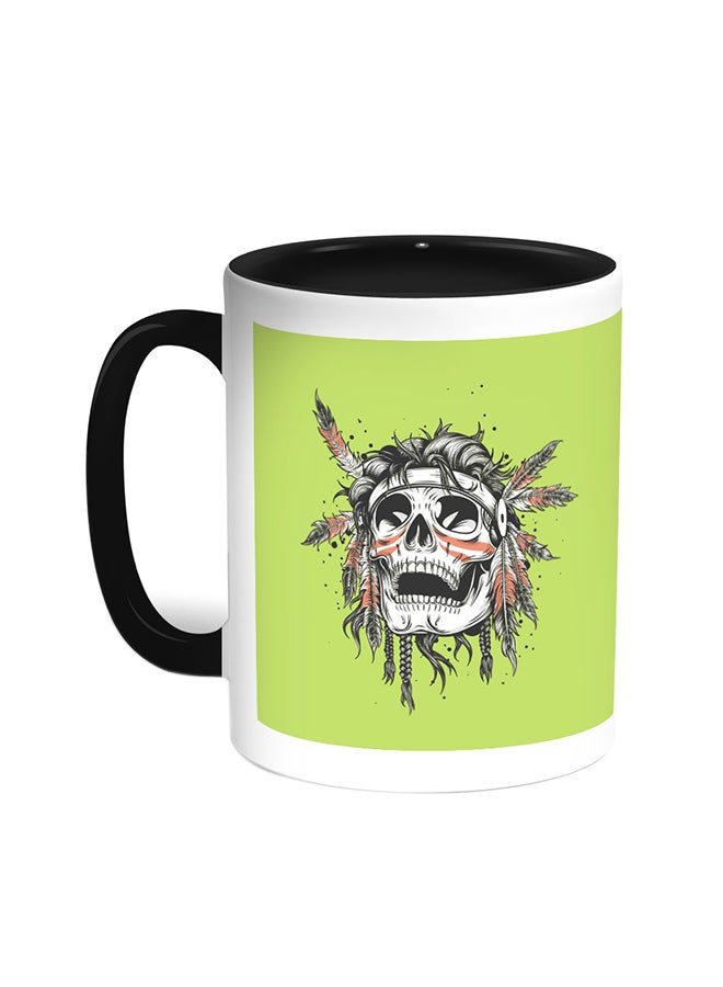 Decalac A Red Indian Skull Printed Coffee Mug Black/White