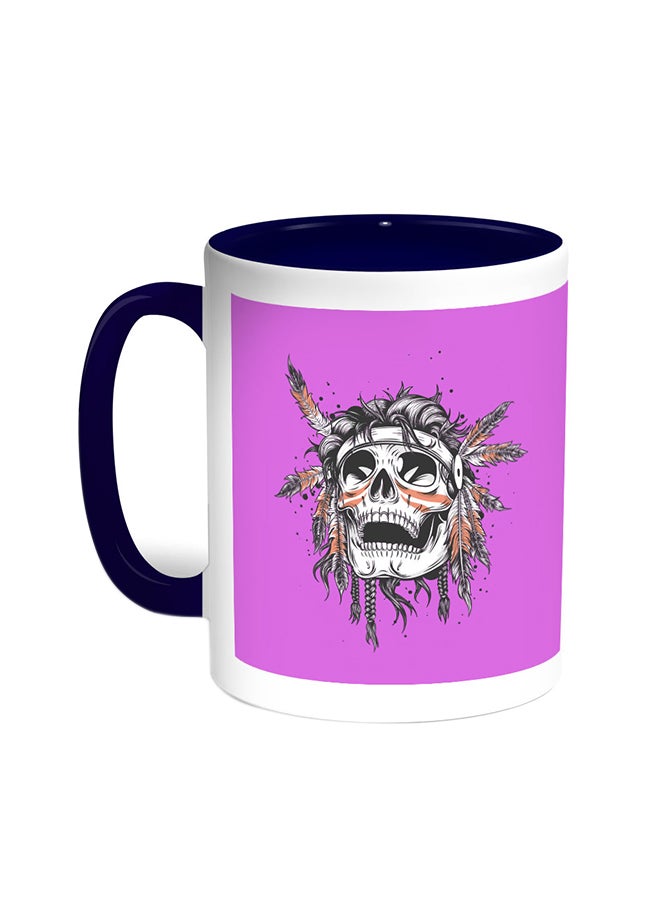 A Red Indian Skull Printed Coffee Mug Blue/White