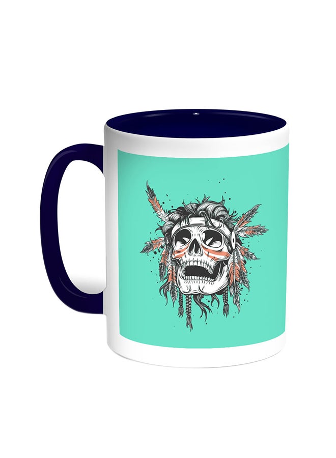 قدح قهوة بصورة جمجمة هندي أحمر أزرق/ أبيض