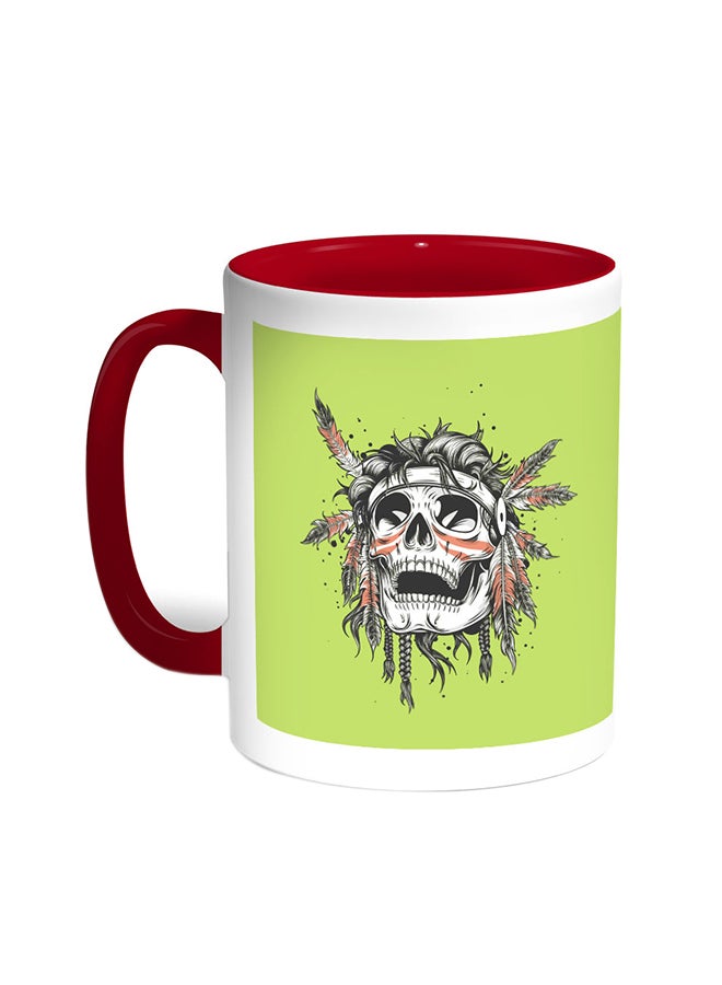 ديكالاك قدح قهوة بصورة جمجمة هندي أحمر أحمر/أبيض