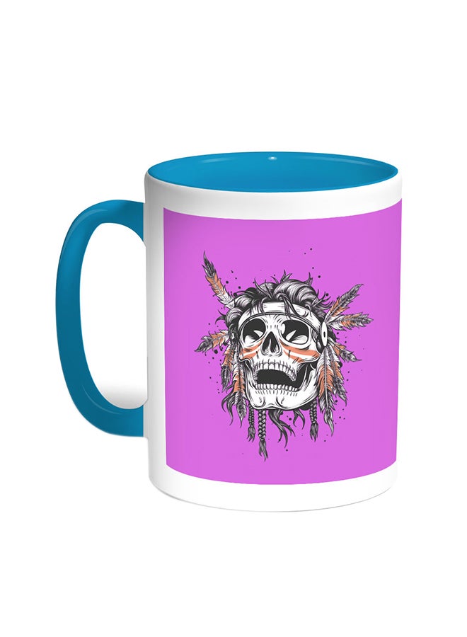 ديكالاك قدح قهوة بصورة جمجمة هندي أحمر تركواز/أبيض