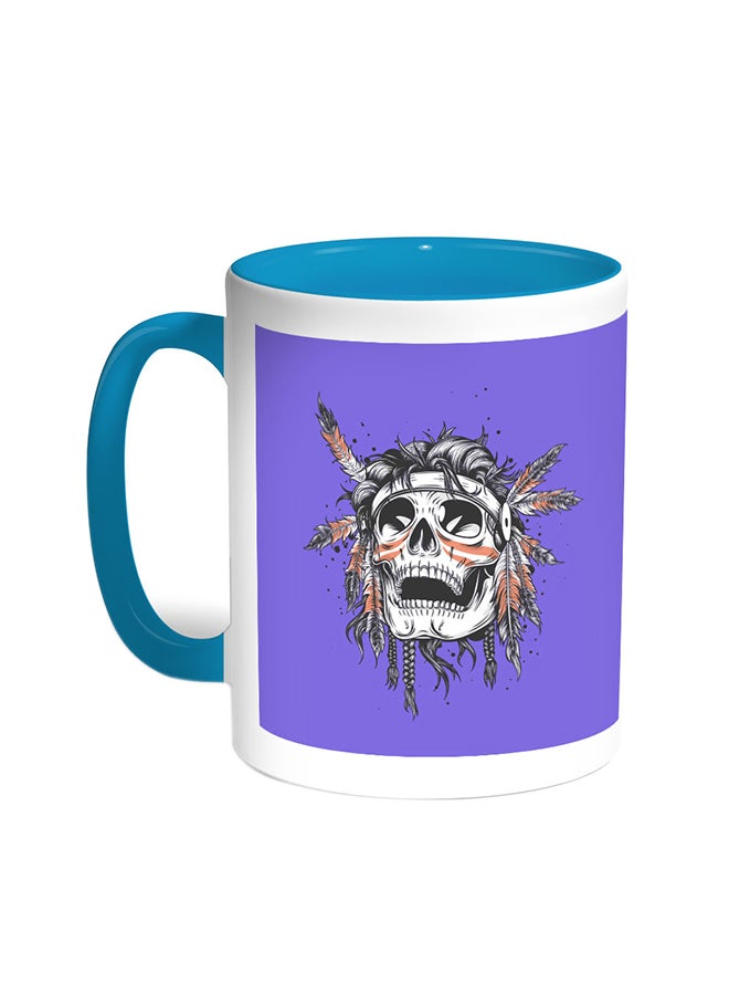 ديكالاك قدح قهوة بصورة جمجمة هندي أحمر تركواز/أبيض