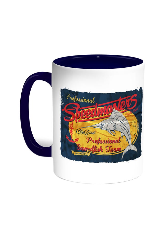 قدح قهوة بصورة سمكة أبو سيف أزرق/ أبيض