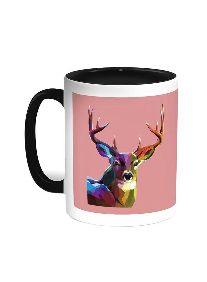 ديكالاك قدح قهوة برسم تجريدي لغزال أسود/ أبيض