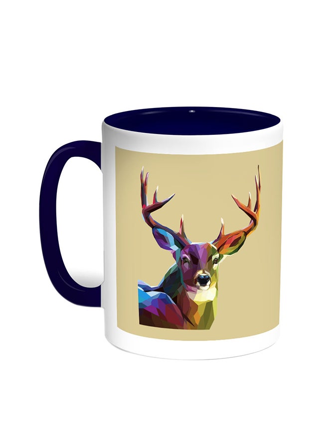 Abstract Art - Deer Printed Coffee Mug Blue/White