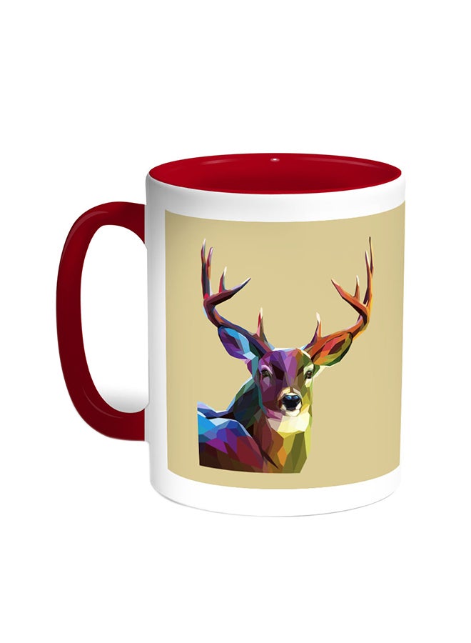 Decalac Abstract Art - Deer Printed Coffee Mug Red/White