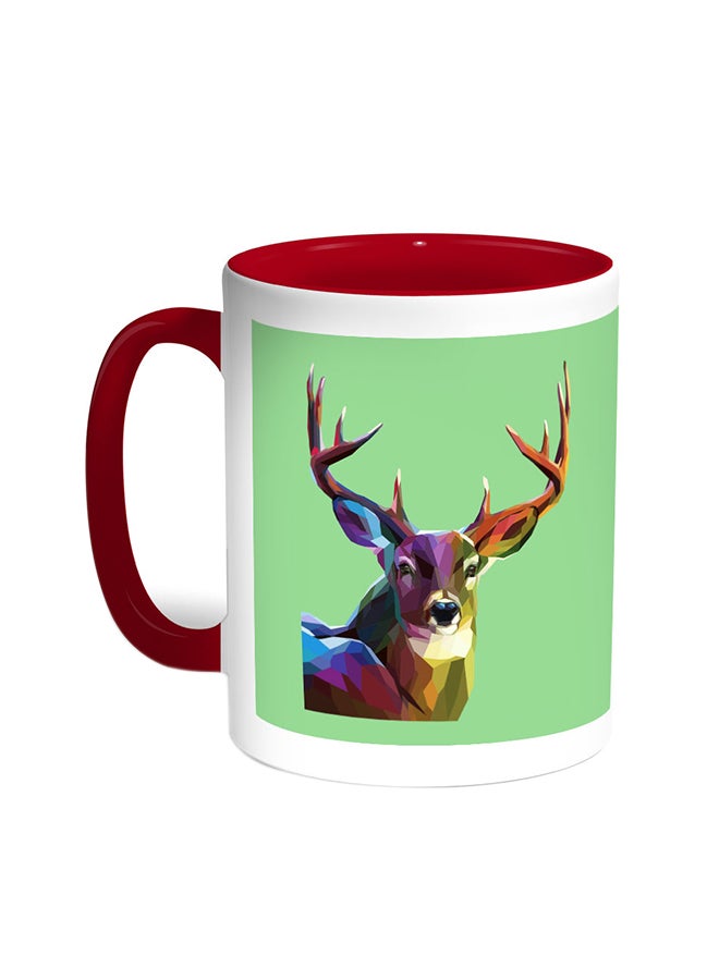 Abstract Art - Deer Printed Coffee Mug Red/White