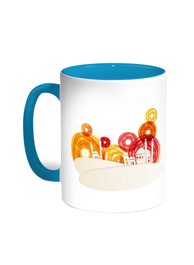 ديكالاك قدح قهوة برسم تجريدي لمسجد تركواز/أبيض