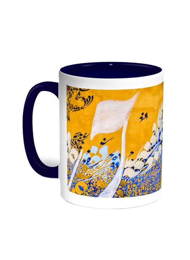 ديكالاك قدح قهوة برسم تجريدي أزرق/ أبيض