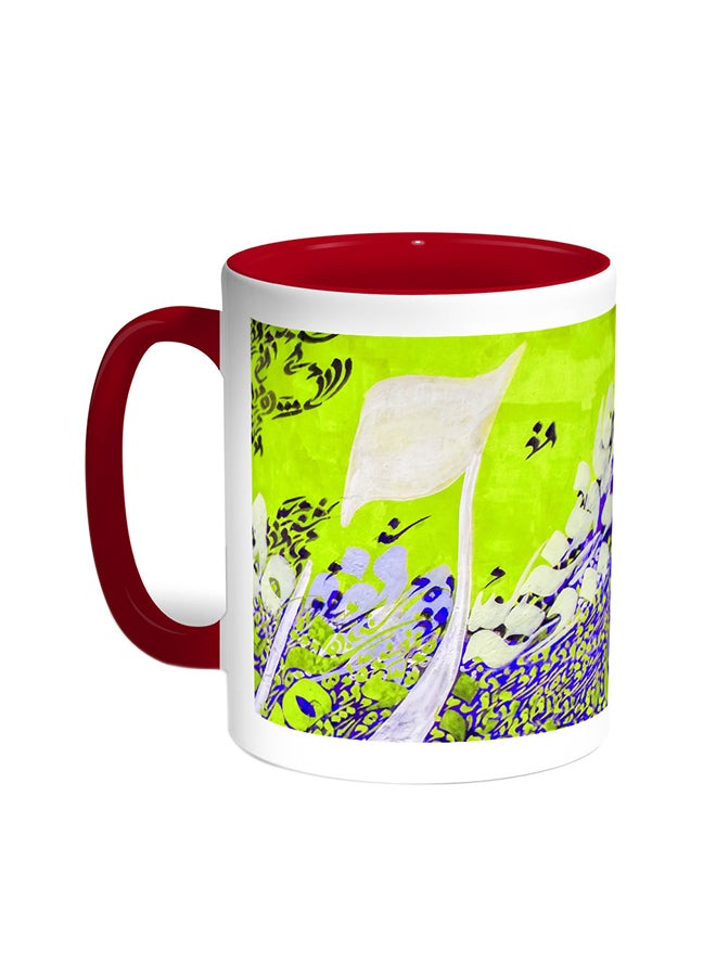 ديكالاك قدح قهوة برسم تجريدي أحمر/أبيض