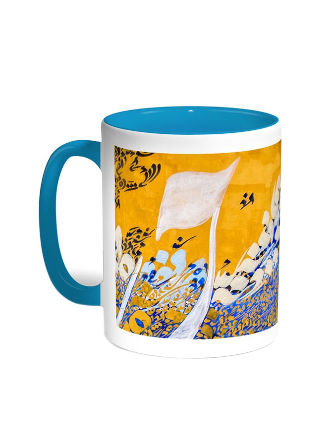 Abstract Art Printed Coffee Mug Turquoise/White