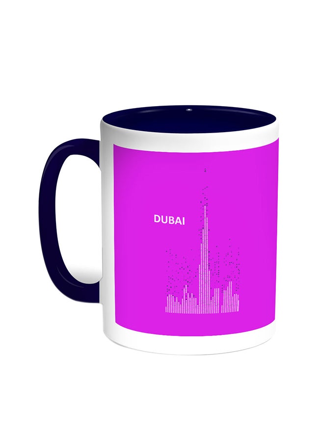 ديكالاك قدح قهوة برسم تجريدي لأبراج دبي أزرق/ أبيض