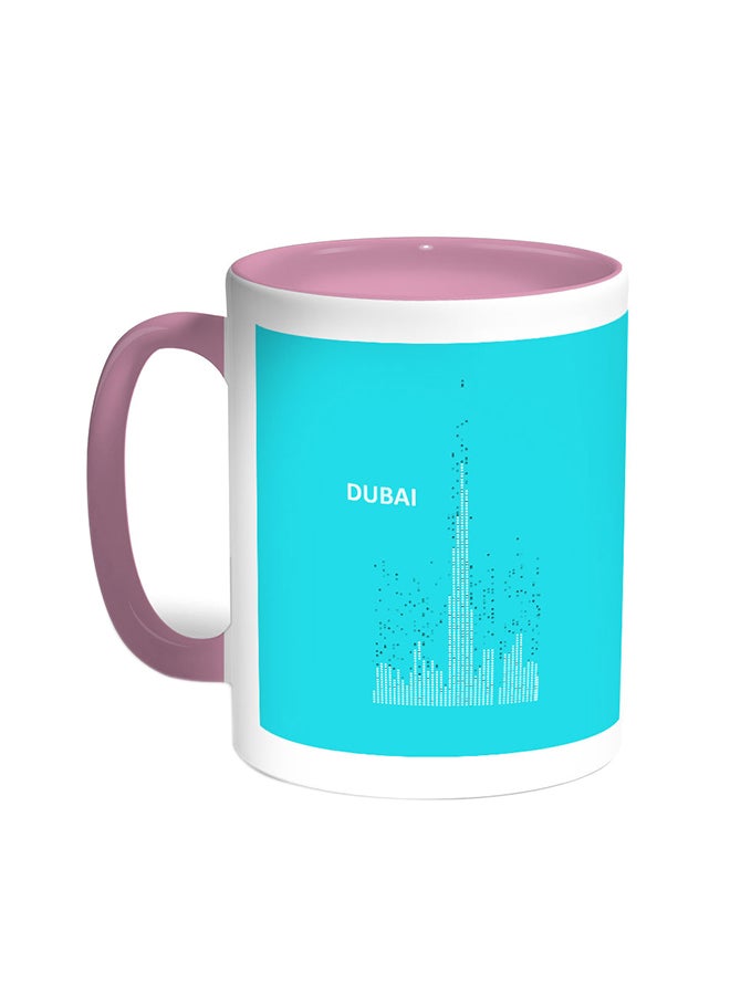 Decalac Abstract Drawing - Dubai Towers Printed Coffee Mug Pink/White 