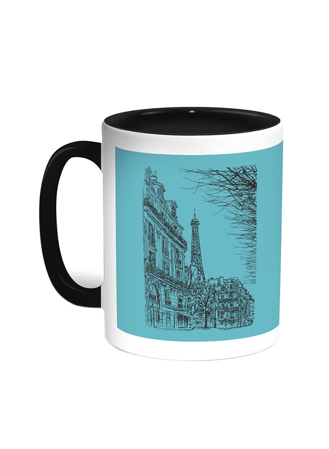 Decalac Abstract Drawing Of Paris Printed Coffee Mug Black/White