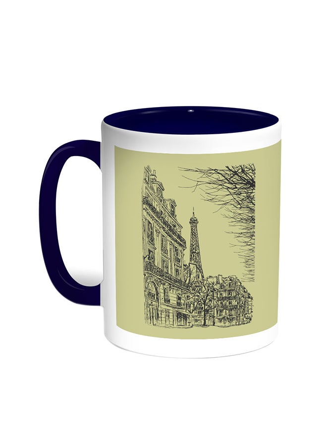 Decalac Abstract Drawing Of Paris Printed Coffee Mug Blue/White