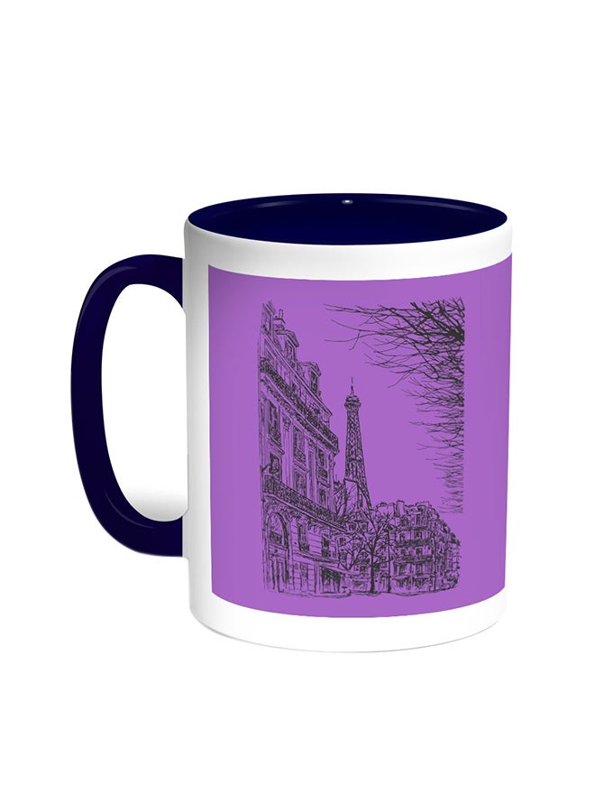 Decalac Abstract Drawing Of Paris Printed Coffee Mug Blue/White