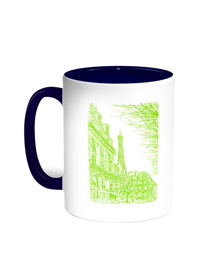 Decalac Abstract Drawing Of Paris Printed Coffee Mug Blue/White