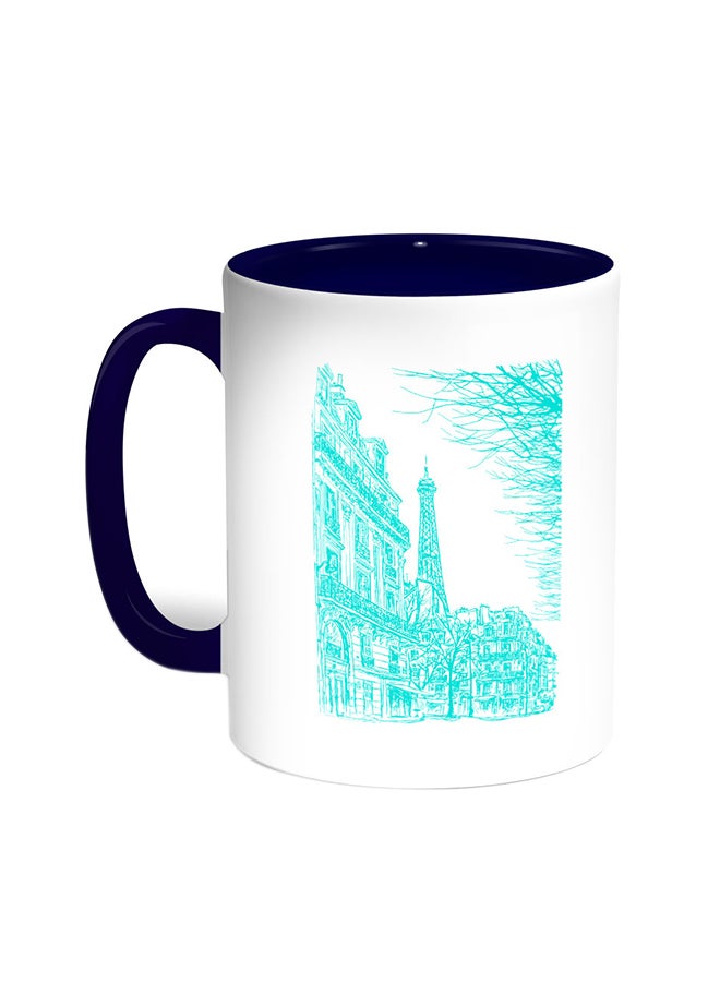 Abstract Drawing Of Paris Printed Coffee Mug Blue/White