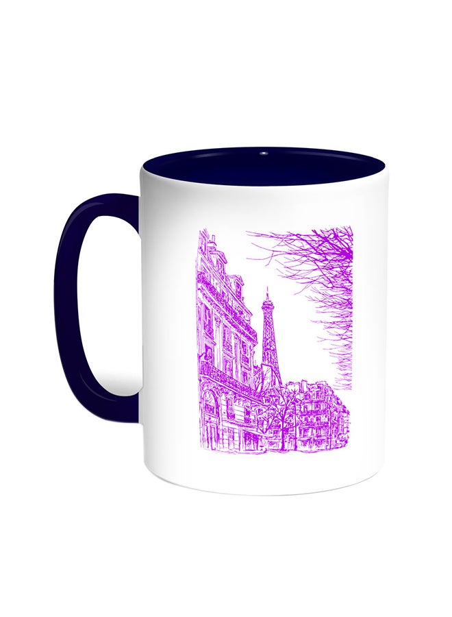 Decalac Abstract Drawing Of Paris Printed Coffee Mug Blue/White