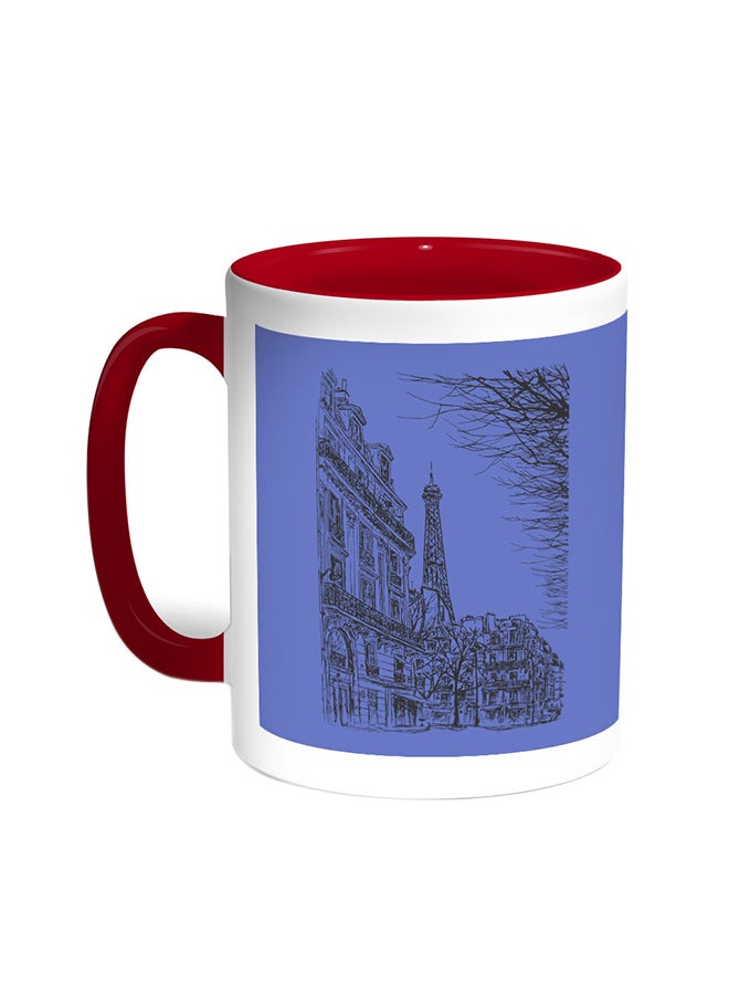 Abstract Drawing Of Paris Printed Coffee Mug Red/White