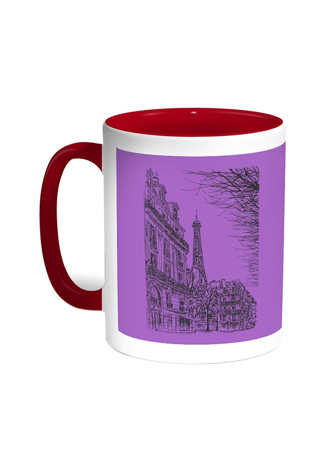 Abstract Drawing Of Paris Printed Coffee Mug Red/White