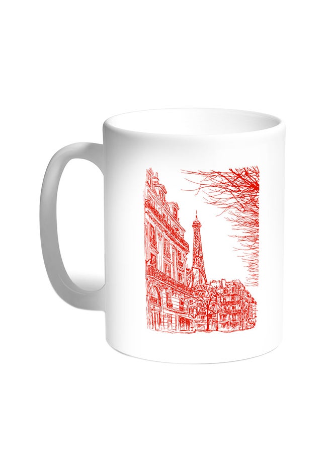 Decalac Abstract Drawing Of Paris Printed Coffee Mug White