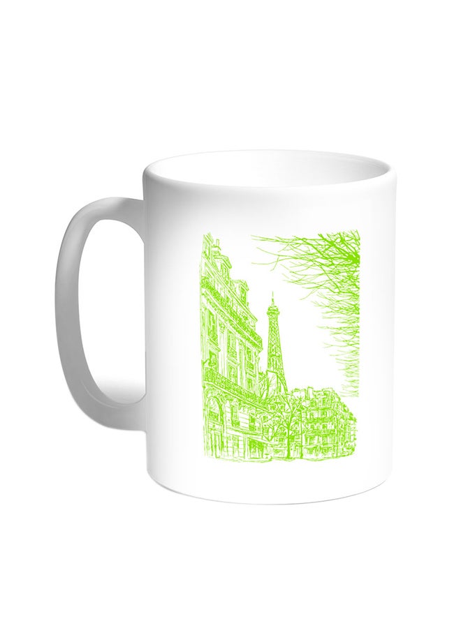 Decalac Abstract Drawing Of Paris Printed Coffee Mug White
