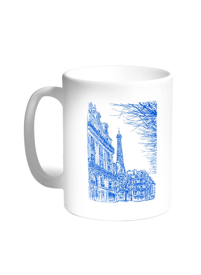 Decalac Abstract Drawing Of Paris Printed Coffee Mug White