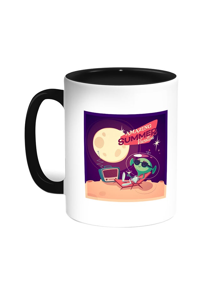 ديكالاك قدح قهوة برسمة كائن فضائي أسود/ أبيض