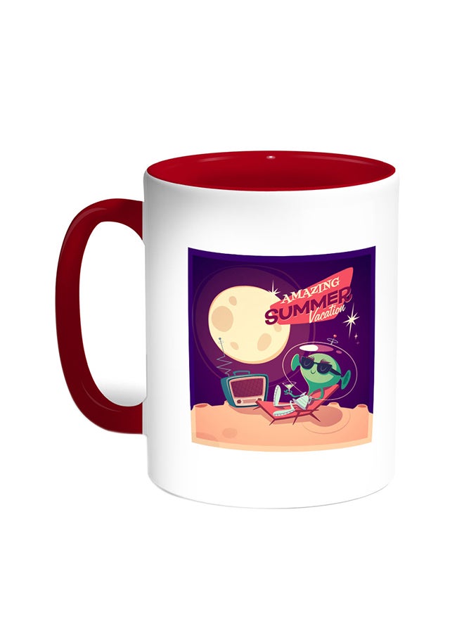 Alien Printed Coffee Mug Red/White