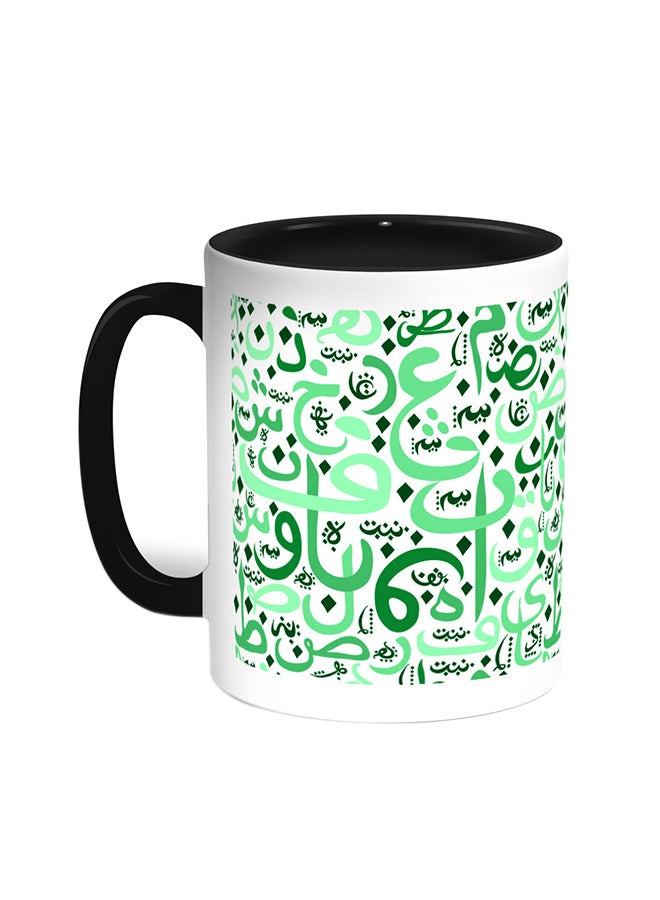 Arabic Coloured Letters Printed Coffee Mug Black/White