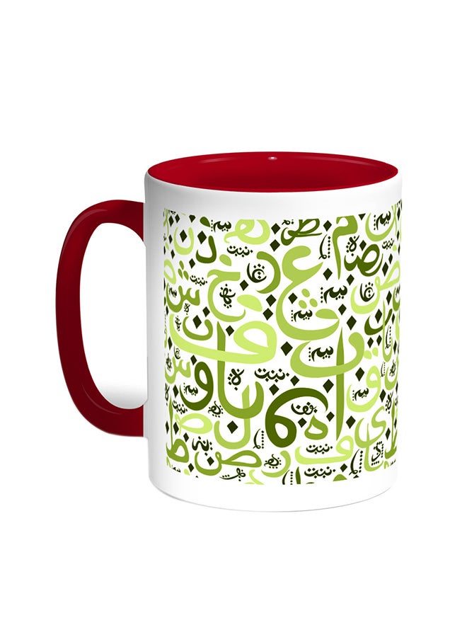 Arabic Coloured Letters Printed Coffee Mug Red/White