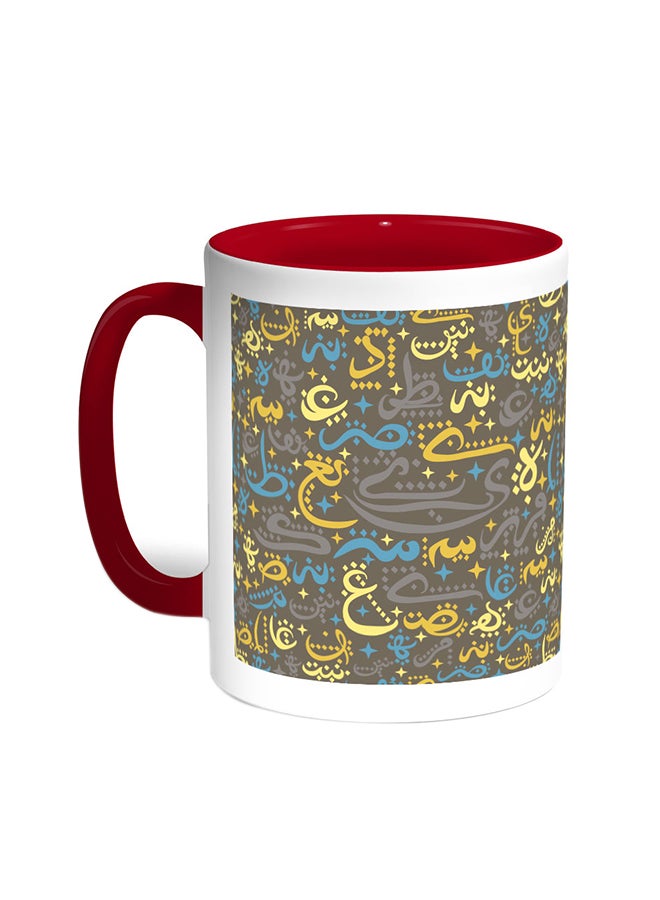 Decalac Arabic Coloured Letters Printed Coffee Mug Red/White
