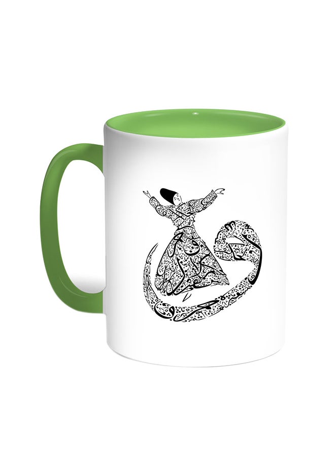 Decalac Arabic Letters Printed Coffee Mug Green/White