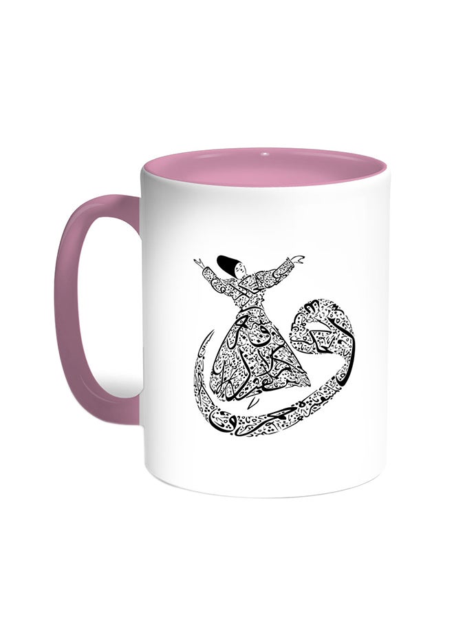 Decalac Arabic Letters Printed Coffee Mug Pink/White