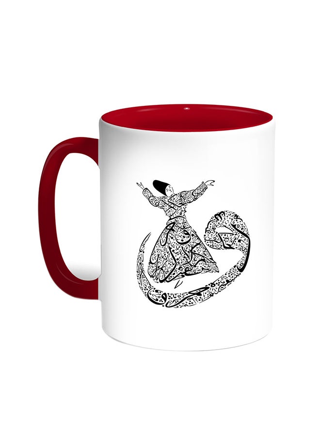 ديكالاك قدح قهوة - حروف عربية أحمر/أبيض