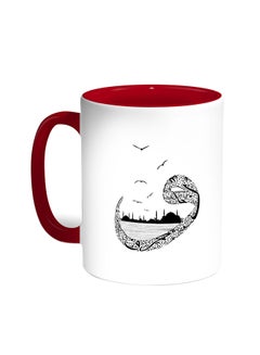 Decalac Arabic Letters Printed Coffee Mug Red/White 