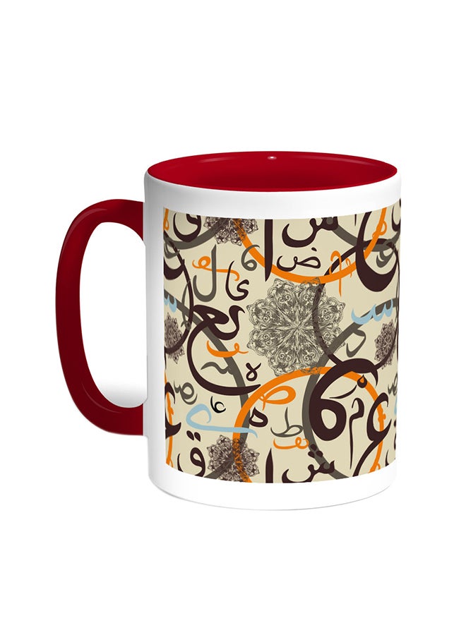 ديكالاك قدح قهوة - حروف عربية أحمر/أبيض
