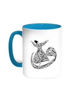 Decalac Arabic Letters Printed Coffee Mug Turquoise/White 