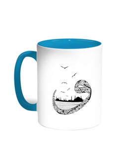 Decalac Arabic Letters Printed Coffee Mug Turquoise/White 