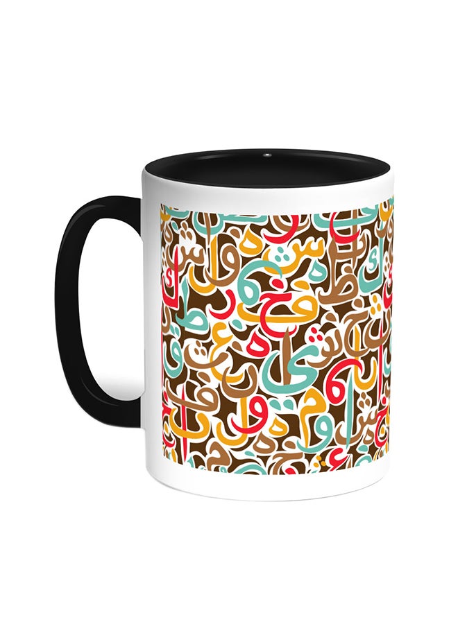 Decalac Arabic Letters Scattered Printed Coffee Mug Black/White