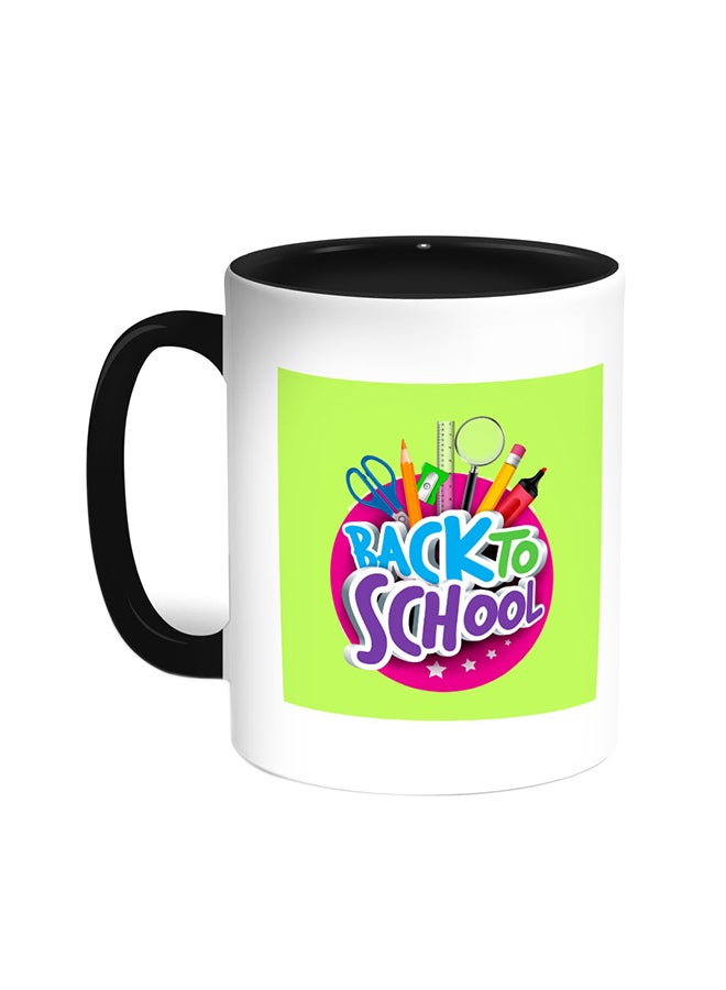 ديكالاك كوب قهوة بطباعة "باك تو سكول" أسود/ أبيض