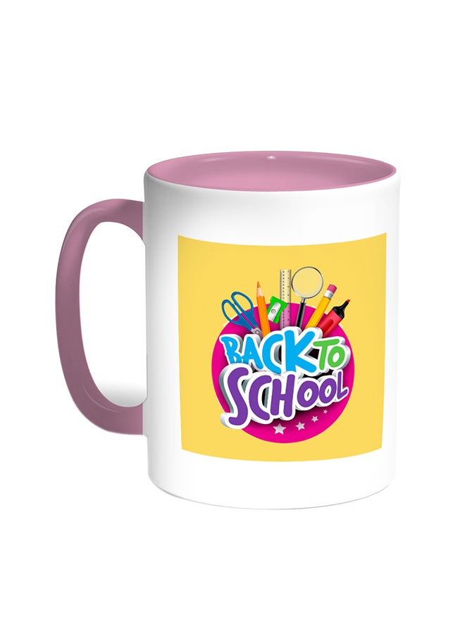 Decalac Back To School Printed Coffee Mug Pink/White