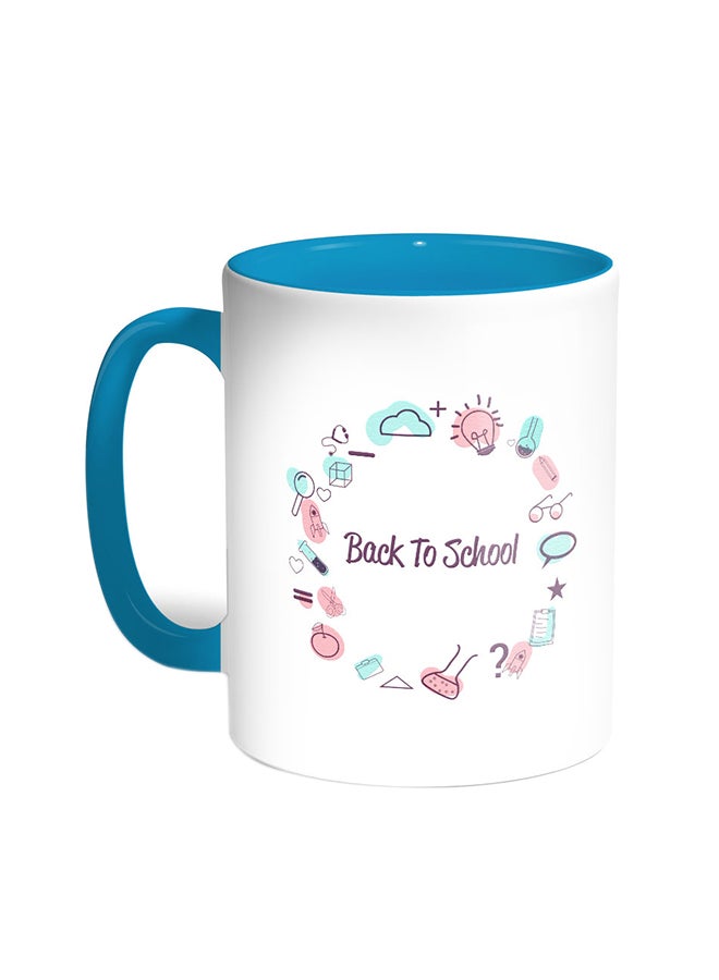 Decalac Back To School Printed Coffee Mug Turquoise/White