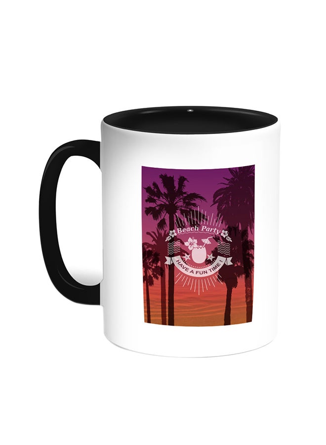 قدح قهوة -حفلة على الشاطئ أسود/ أبيض