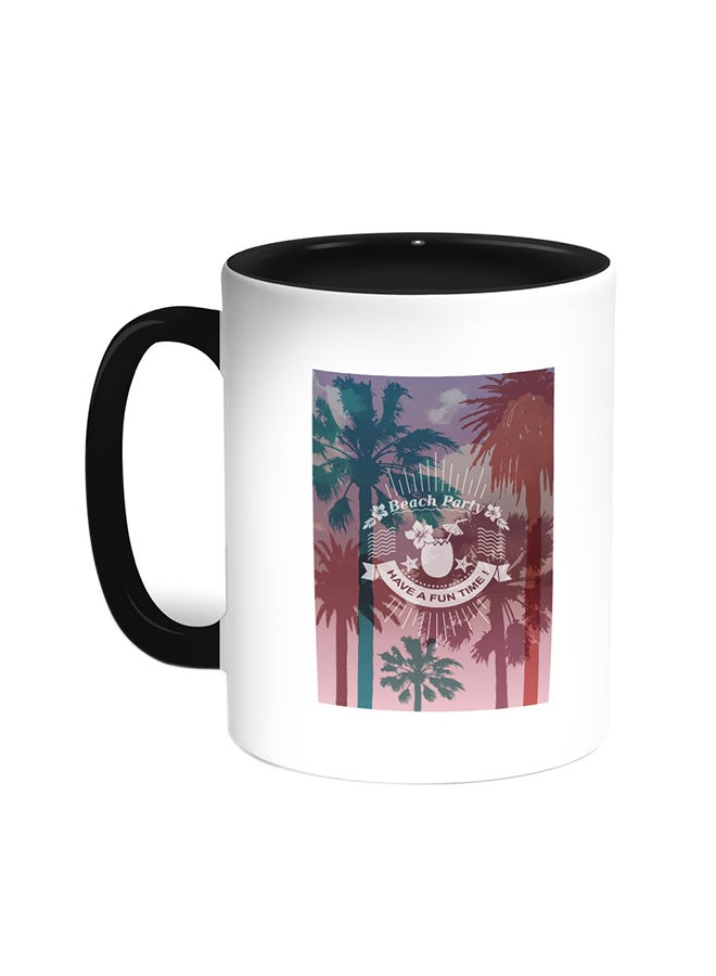 Beach Party Printed Coffee Mug Black/White
