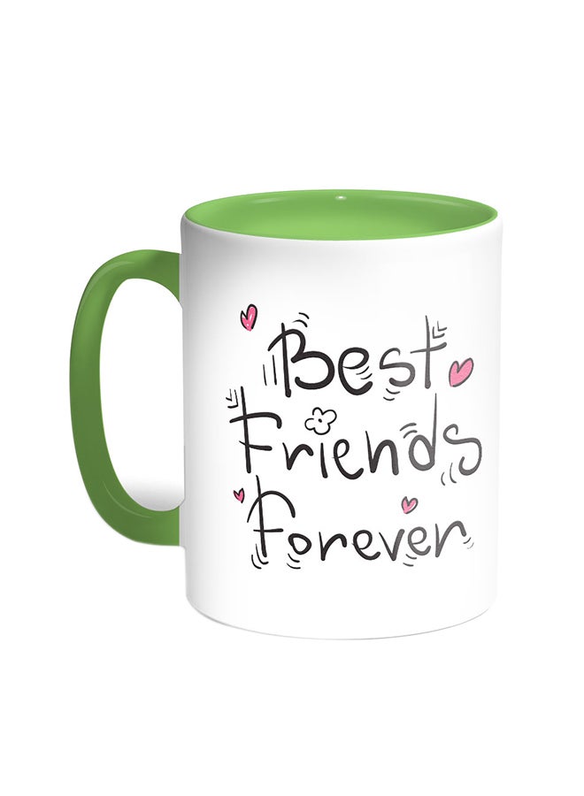 ديكالاك قدح قهوة مزين بعبارة بيست فريندز فوريفر أخضر/أبيض