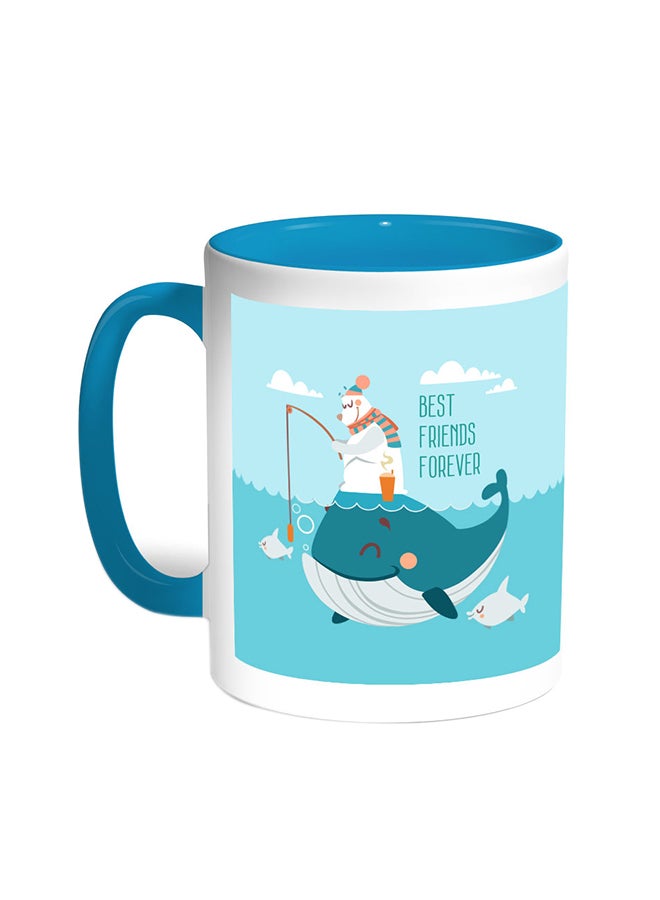 ديكالاك قدح قهوة مزين بعبارة بيست فريندز فوريفر تركواز/أبيض